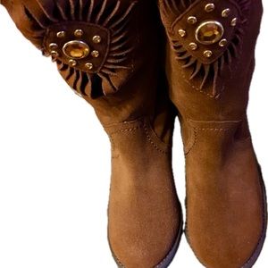 Suede Laser Cut Jewel Yellow Box Boots